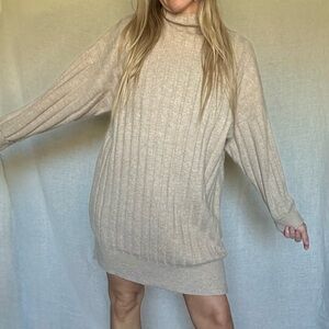 Topshop Beige Knit Oversized Sweater Dress Small (4-6) Petite